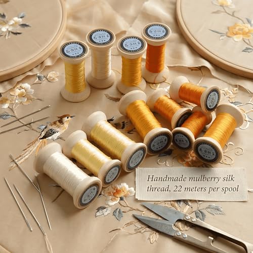Natural 100% Mulberry Silk Handmade Embroidery Thresd Silk Floss (08) - color: 08