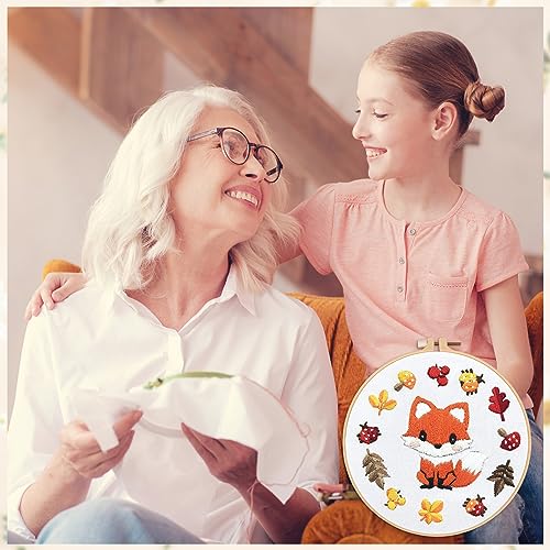 Louise Maelys Fox Embroidery Kit for Beginner, Animal Cross Stitch Kit - color: Fox