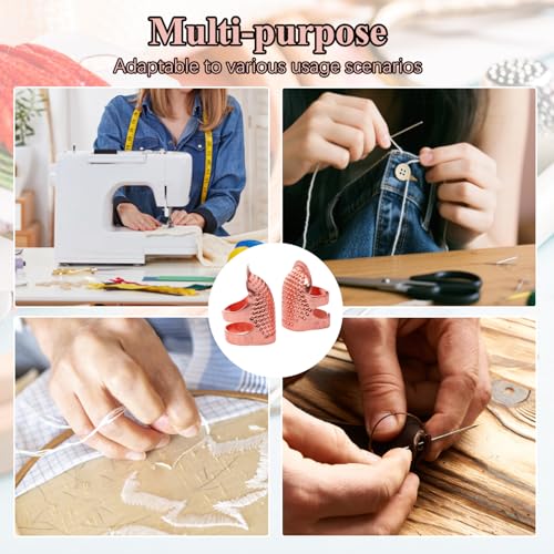 2 Pack Adjustable Metal Sewing Thimbles S+M – Finger Protector for Quilting Embroidery Needlework and DIY Craft Safety Use - color: 2 Rose Gold