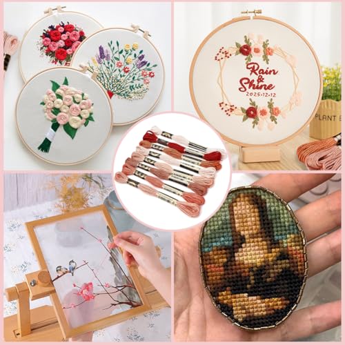 8 Skeins 6 Strands Dark Red Embroidery Floss Friendship Bracelet String Threads Variegated Gradient Color Needlepoint Cross Stitch Yarn Thread for Sewing Bracelet Making Cross Stitch Crafts - color: Red Color, size: 70 Yards