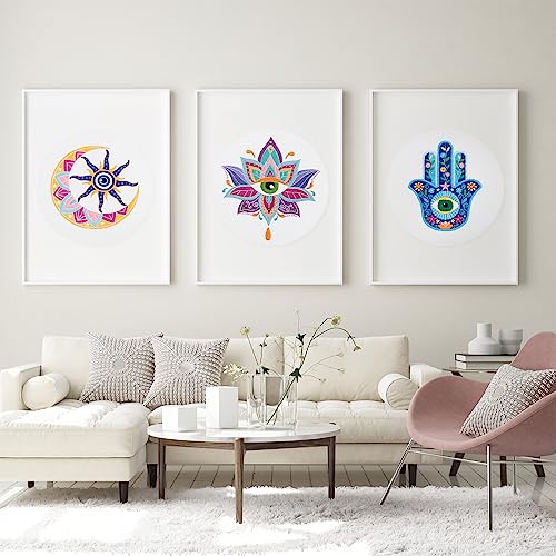 Louise Maelys 3 Pack Tarot Evil Eye Embroidery Kit for Beginners DIY Craft - color: kit-8
