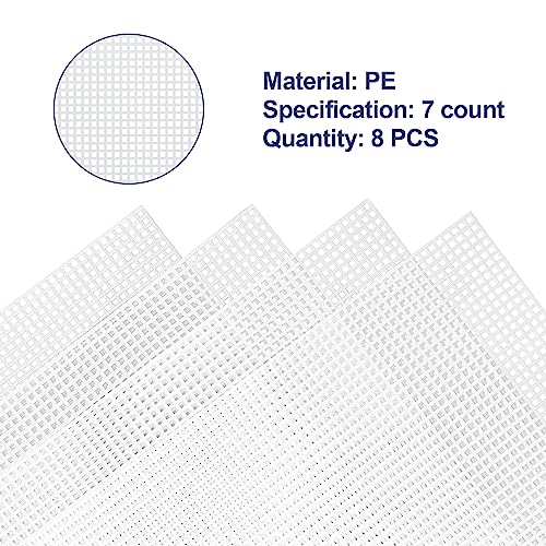 Caydo 8 Pieces 7 Count Plastic Canvas Sheets, Plastic Mesh Sheet - color: Clear White - 8pcs