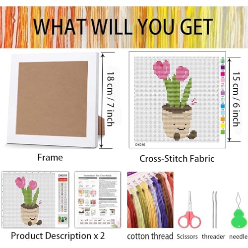 niurenmaoyi Flower 11CT Cross Stitch Kits for Beginner with Framed,7x7in - color: Cross Stitch Kits0518-07