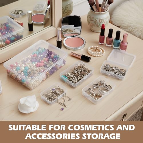 Jetec 6 Pieces Small Clear Plastic Storage Box, 4 Size - size: Mixed Sizes