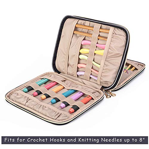 Teamoy Crochet Hook Case Organizer, Crochet Needle Storage Bag, Black - color: Black