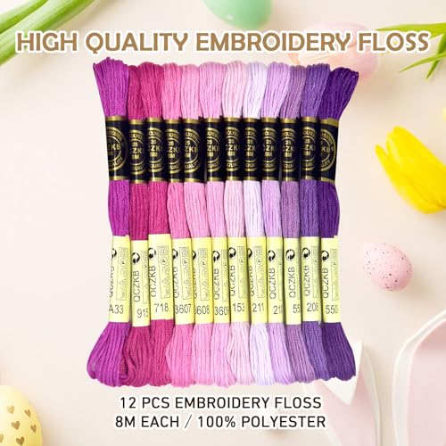 Premium Rainbow Color Embroidery Floss - Cross Stitch Threads - Friendship Bracelets Floss - Crafts Floss - 12 Skeins Per Pack Embroidery Floss,Purple Gradient - color: Purple Gradient