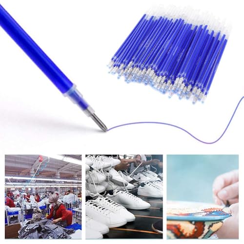 100 Pcs Heat Erasable Pen Refills, Fabric Marking Pens High Temperature Disappearing Ink Fabric Markers Leather Garment Dash Marker Pen Refills Tailoring Accessories