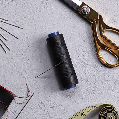 Waxed Thread, Strong Thread for Leather, Upholstery, Shoe, Bag, incl. Needle (Colour: Black) - color: Black