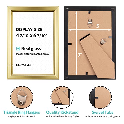 LaVie Home 5x7 Picture Frames (12 Pack, Gold) Simple Designed Photo Frame with High Definition Glass for Wall Mount & Table Top Display, Set of 12 Classic Collection - color: Gold, size: 5x7