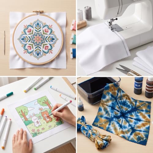 84 Pcs White Solid Precut Quilting Cotton Fabric Squares 8 x 8 Inch - color: White, size: 8″