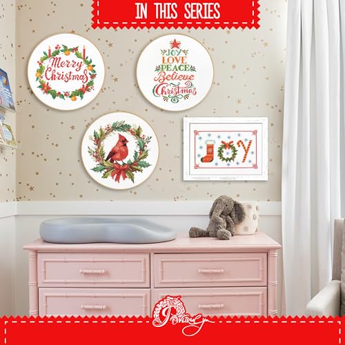 Christmas Counted Cross Stitch Kit for Adult with Inspirational Word Joy