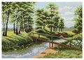 Povitrulya Counted Cross Stitch Kit 'River in Summer', 9.84"x7.48", 16 Count Aida, DIY Embroidery Kit for Adults with Landscape Pattern - color: River in Summer