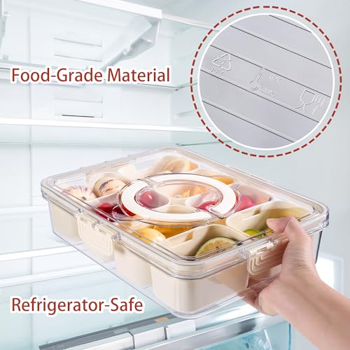 Bandesun Divided Serving Tray with Lid and Handle - Snackle Box Charcuterie Container for Portable Snack Platters - Clear Organizer for Candy, Fruits, Nuts, Snacks - Perfect for Party, Entertaining - style: compartments small 8pcs