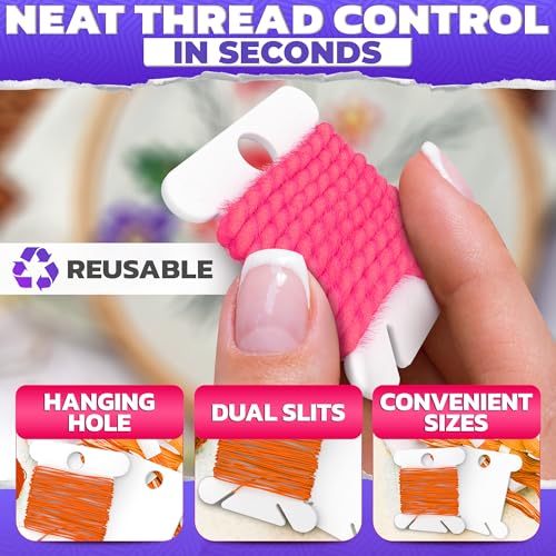 240 Pcs Embroidery Floss Bobbins with Hanging Holes & Thread Slits - size: 240 Bobbins