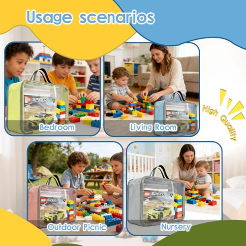 4-Pack Large Toy Storage Bags, Mesh Travel Bag for Board Games Storage - size: Double compartments