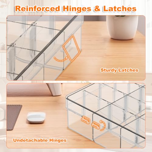 2 Pack 36 Grids Clear Organizer Box with Dividers, 10.9 x 6.9 x 1.8 in - color: 2 Pack, size: 36 Grids(10.9 x 6.9 x 1.8 inch)