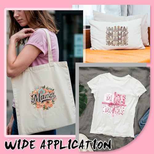 Dazoratix Mama Iron on Transfers - 20 Sheets Mother's Day Bow DTF Ready to Press Heat Patches Bulk Cute Floral Stickers Vinyl Decals Women T Shirts Clothing Pillow Bag Hat Gifts DIY Crafts Decorations - style: Mama Bow