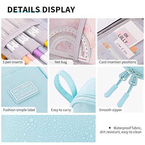 CICIMELON Durable Pencil Case Big Storage Pen Pouch Bag for School Supplies Office College Teen Adults, Light Blue - color: Light Blue