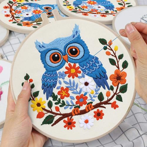 Louise Maelys Owl Embroidery Kit for Beginners Cross Stitch Kit for Adults - color: color7