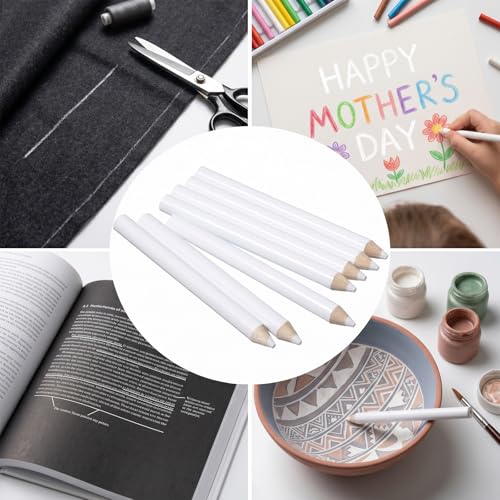 14Pcs Fabric Chalk Pencil for Sewing, Ymapinc Water Soluble White Pencil with Tip Caps, Tailors Marking Tools, Washable White Markers, Chalk for Dressmaking Quilting DIY Craft Supplies