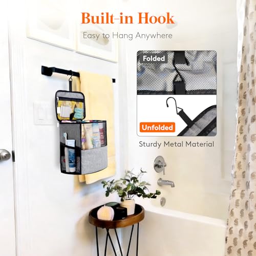 Lifewit Mesh Shower Caddy Bag, Hanging Shower Organizer, Large, Grey - color: Grey, size: L(9.8"L x 6.5"W x 11.4"H)