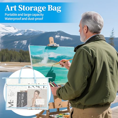 8 Pcs A3 Project Bags for Quilting Craft Storage Bag with Handles Sewing Project Bag for Art Bag Tote Bag File Carrying Storage for Artwork Charts and Teaching Material Multipurpose