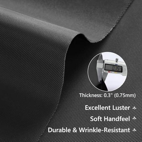 Thick Twill Fabric by The Yard, 58" W 0.75mm Polyester Twill Woven Lining Fabric Soft Excellent Luster Upholstery Fabric for Bags, Cushion, Chair, DIY Projects, 1 Yard Dark Grey - color: Dark Grey, size: Pre Cut - 1 Yard