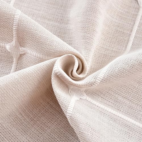 Plaid Round Tablecloth 36 Inch Cotton Linen Round Table Cloth - color: Off-white, size: 36" (Round)