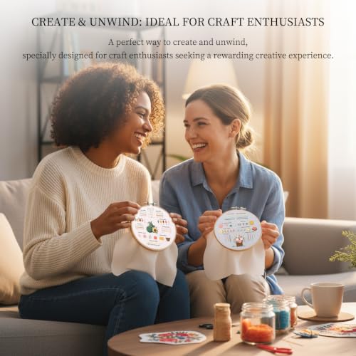 Vittqsuier 3 Pack Beginner Embroidery Kit with Hoop & Threads for Adults