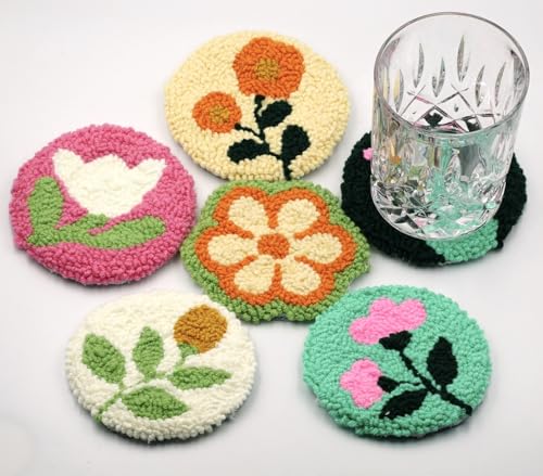 Mefatus Punch Needle Kit for Beginners Adults Easy Punch Needle Embroidery Kit Tool Threader Fabric Hoop Yarn Rug Tufting - color: Flower