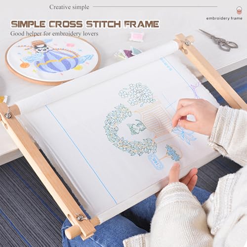 MUFEKUM Beech Wood Embroidery Tapestry Scroll Frame 17"x12" - style: 17"x12"