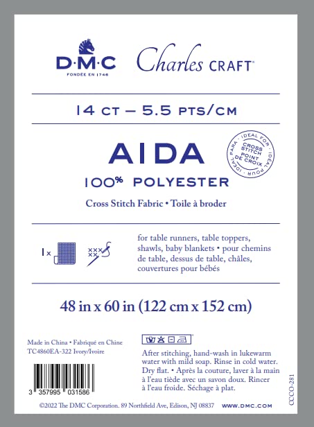 DMC Charles Craft Polyester Aida XL Fabric 14ct 48"x60" (Ivory)