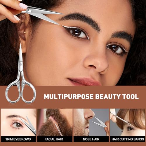 Small Facial Hair Scissors, Stainless steel (silver) Straight Tip - color: Silver