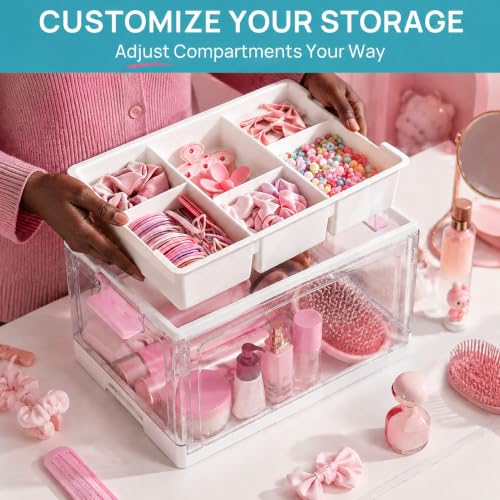 Vtopmart 24 QT Clear Craft Organizer with Removable Tray & Dividers, 1 Pack
