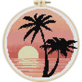 TCDZMYGS Stamped Cross Stitch Kits for Beginners-Sunset Scenery,with Hoop - color: Seascape-2603