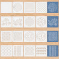 BENECREAT 16Pcs Mixed Styles Plastic Sashiko Stencil, 5x5inch Dots & Lines, Grid, Hexagons, Plants Embroidery Tool Drawing Line Template for Hand Quilting and Embroidery, 0.3mm Thick - style: Hexagons Patterns