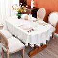 Plaid Farmhouse Oval Tablecloth 54 x 72 Inch, Checkered Cotton Linen Heavy Weight Table Covers Cloths for Kitchen Dining Room Party Oval Tables - color: Off-white, size: 72" x 54" (Oval)