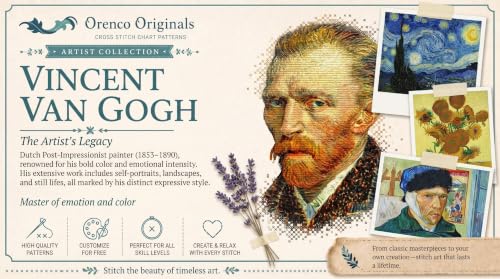 Orenco Originals Counted Cross Stitch Pattern Inspired by Vincent Van Gogh