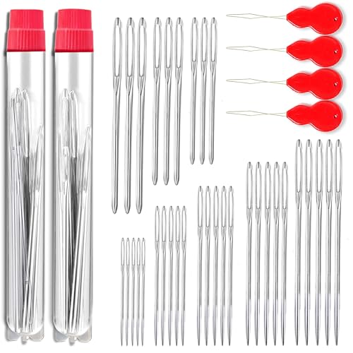 34 Pieces 8 Size Large Eye Blunt Needles and Sharp Needles Set, Yarn Needles, Hand Sewing Needles, Knitting Needles, Embroidery Needle, Quilting Needles, Crewel Needles,Tapestry Needles - color: 34PCS