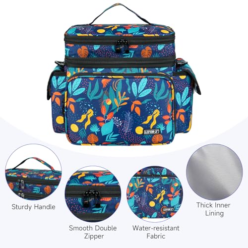 LEFOR·Z Small Sewing Supplies Organizer Bag(10.5 x 8 x 9inch),Sewing Box - color: Print Color