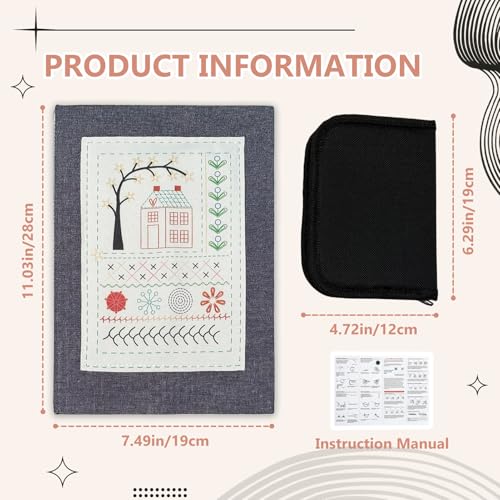 EVOCKAY 2026 Embroidery Stitch Book Kit - Versatile Sewing Box for Cross Stitch, Craft, and Punch Needle Projects - Perfect for Adults and Machine Embroidery Enthusiasts