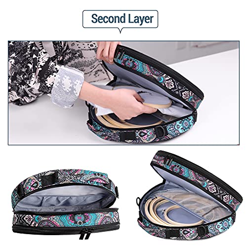 LoDrid Embroidery Bag, Double-Layer Embroidery Project Storage Bag, Totem