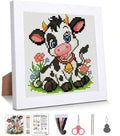 WUSARPLY Cow Stamped Cross Stitch Kits for Beginners Adults with Framed - color: DKJ032