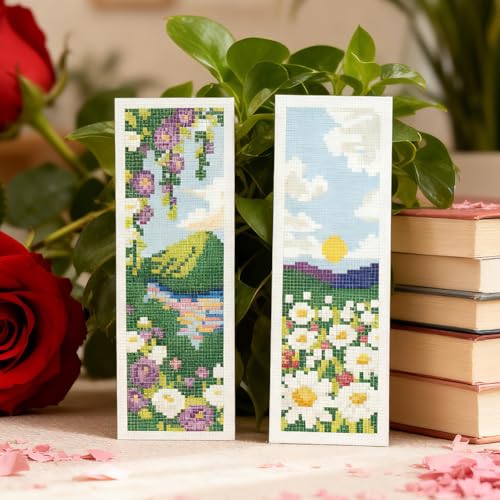 ORIGACH 6 Set Spring Pastoral Landscape Cross Stitch Bookmark Kit - style: Spring Pastoral Landscape