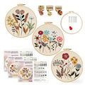 ELTONGUU 3 Sets Embroidery Kit for Beginners Adult Needlepoint Kits Tools - color: 3 Flowers