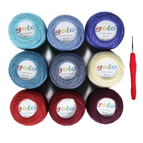 golo Crochet Thread Size 30 Embroidery Thread 10gx9 Crochet Yarn for Hand Knitting - color: 30-07