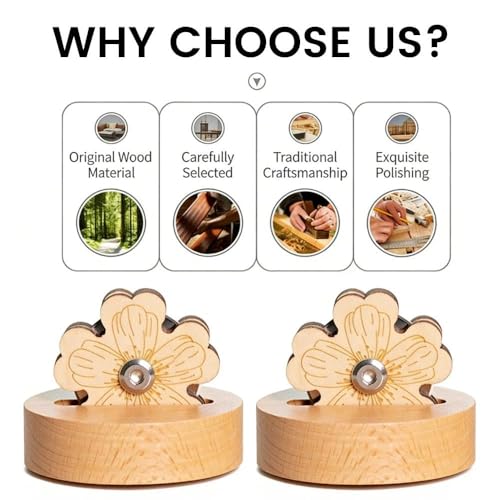 2PCS Flower-Shaped Thread Snip Cutters, Tabletop Wooden Yarn Cutter with Anti-Slip Stand, Ring Rotary Cutting Tool for Sewing, Quilting, Embroidery & Crafting Supplies, Gift for Sewists