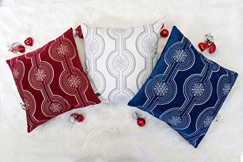 Embroidery White Velvet Throw Pillow Cover, Merry Christmas Series Snowflake Drop Luxury Soft Fuzzy Cozy Warm Slik Gift Square Couch Cushion Pillow Case 20 x 20 Inch, Cover Only - color: Snow Drop-white
