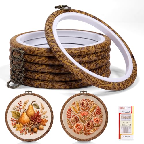 Caydo 6 Pieces Imitated Wood Embroidery Hoop Frame, 6Inch - size: 6.7 Inch