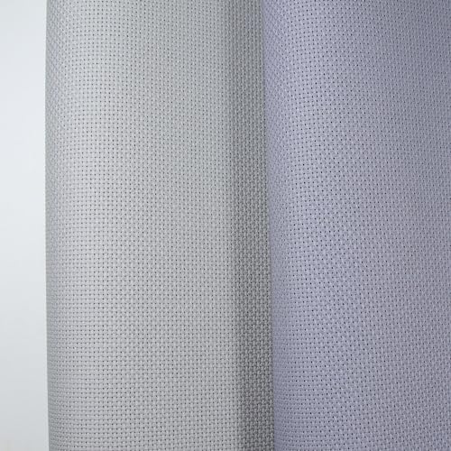 KCS 2 pc of 15" x 18" Counted Cross Stitch Cotton Aida Cloth Needlework Fabric (Light Grey+Light Steel Grey, 14CT) - color: Light Grey+light Steel Grey, size: 14CT